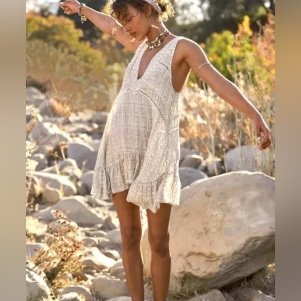 Free People Let It Happen Mini Slip Dress (SZ M)